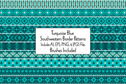 Blue Southwestern Border Patterns, a Brush Add-On by Melissa Held Designs (Thumbnail 1 of 3)