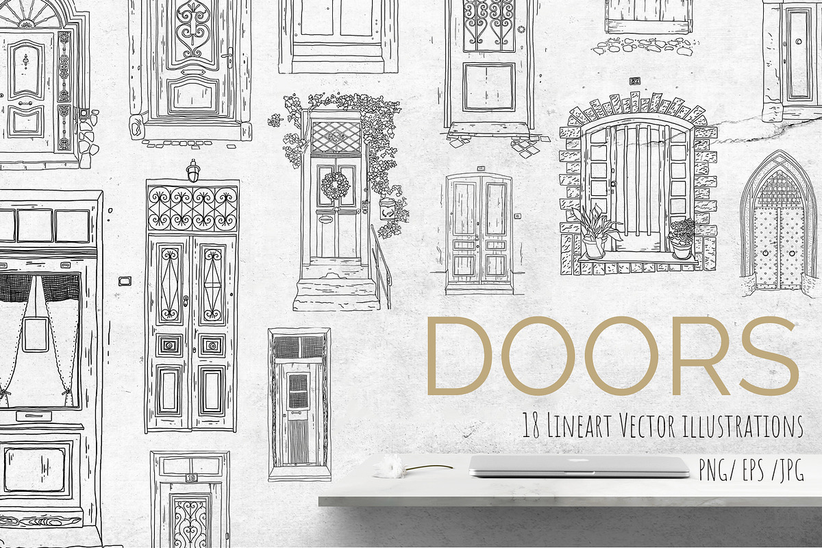 Doors. Vector set, an Object Illustration by iri-illustration (Photo 1 of 9)