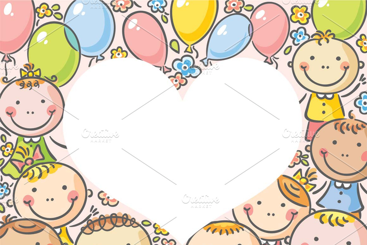 Cartoon kids frames and borders set, a Person Illustration by Bubert Art