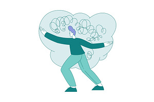 Sad Man Standing with Clutter or, an Illustration by TopVectors