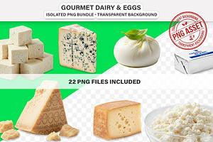 Gourmet Cheese & Dairy PNG Assets, a Food Illustration by Nurlan's shop