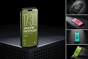 Mobile Phone Mockup Perforated Metal, an iPhone Mockup by smishura (Thumbnail 1 of 13)