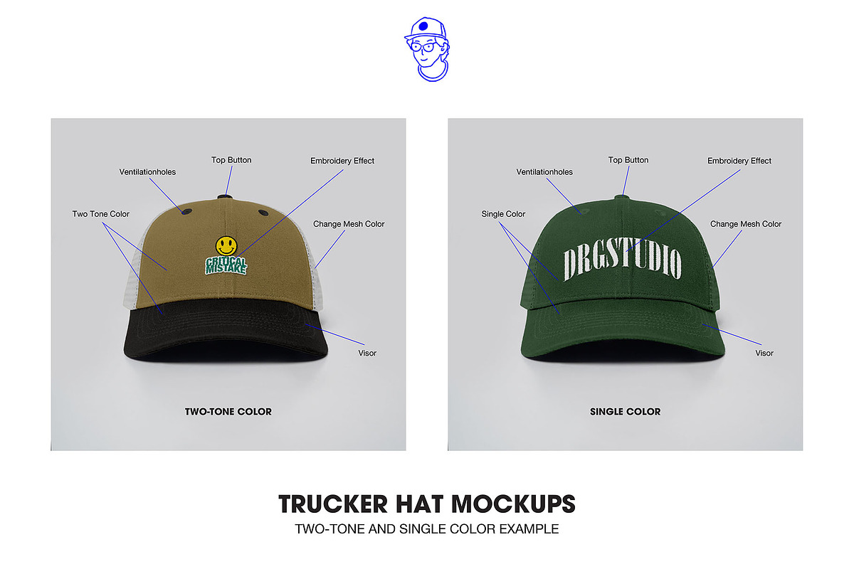TRUCKER HAT MOCKUPS, a Hat Mockup by made_by_nope (Photo 2 of 6)