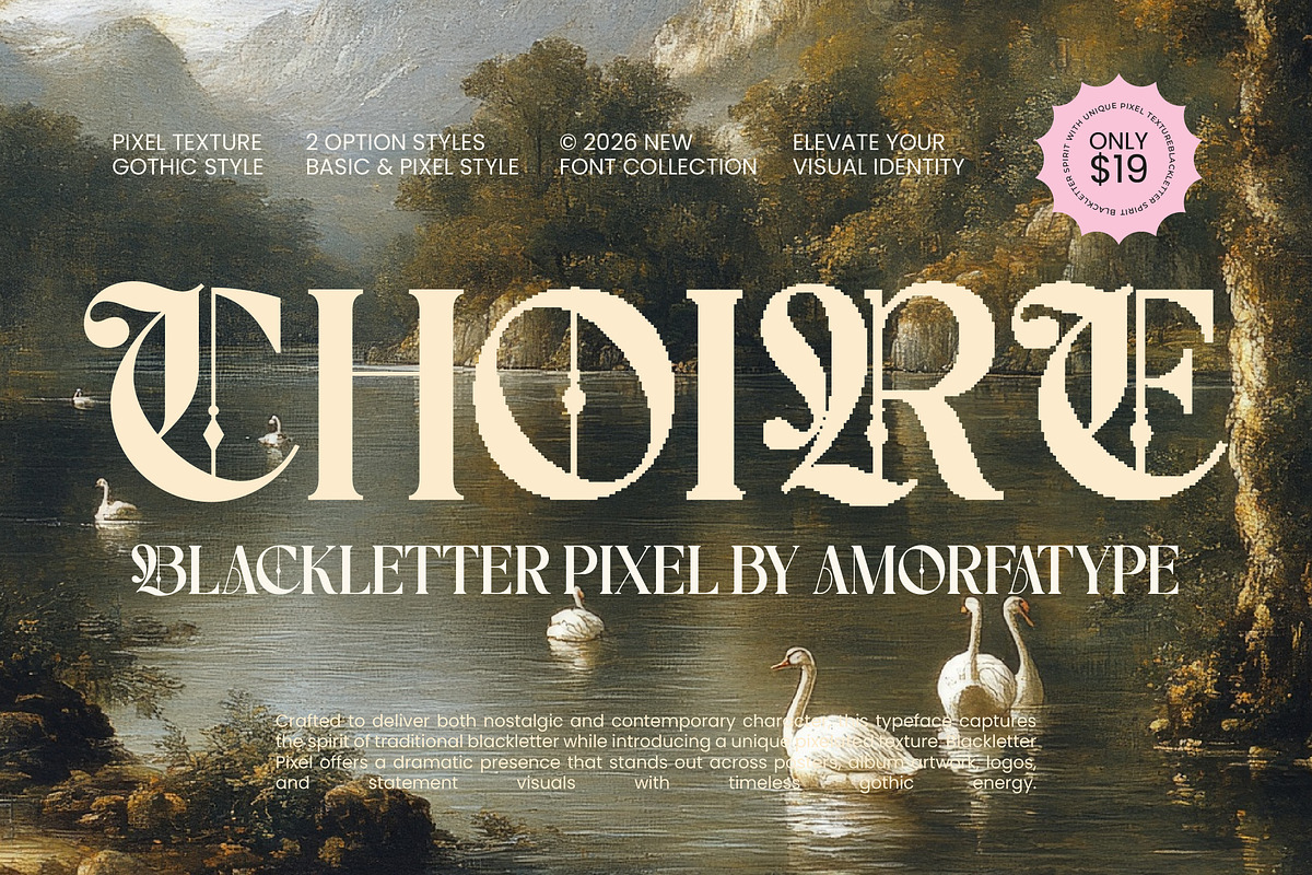 Choire Blackletter Pixel Display, a Blackletter Font by AmorfaType (Photo 1 of 8)