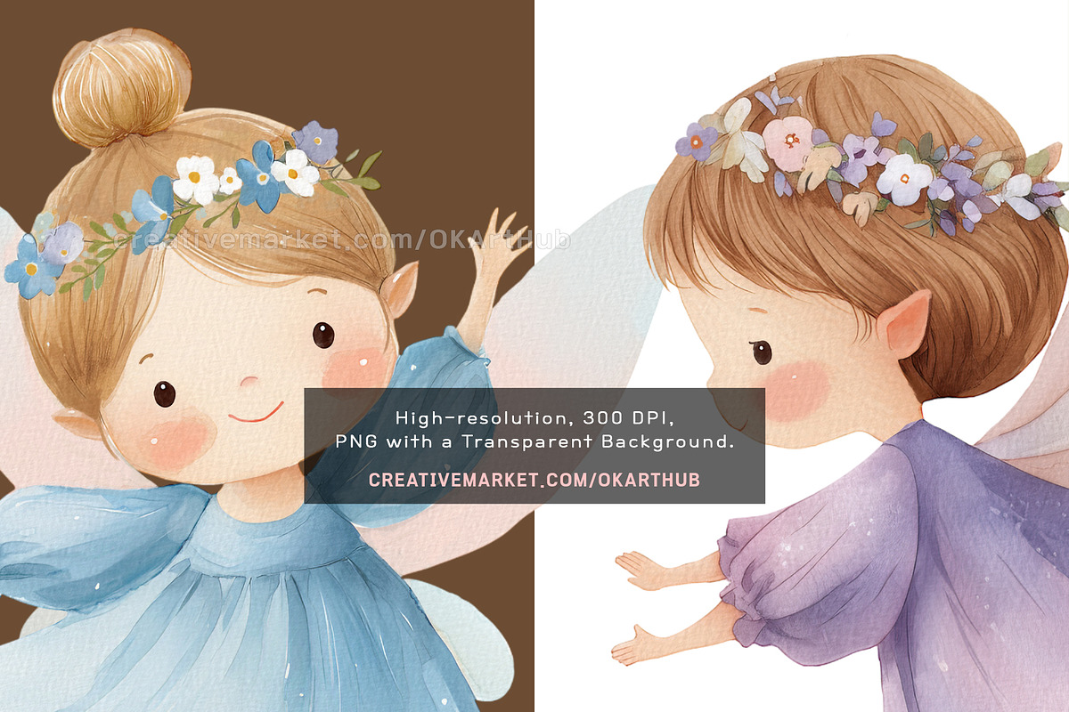 Blue & Purple Wildflowers and Fairie, a Decorative Illustration by OKArtHub (Photo 8 of 12)
