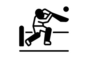 Cricket batsman solid icon, a Solid Icon by Creative priyanka