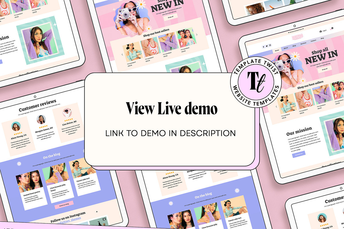 Pink Retro Y2K Wix Store, a Wix Template by Template Twist Shop (Photo 3 of 10)
