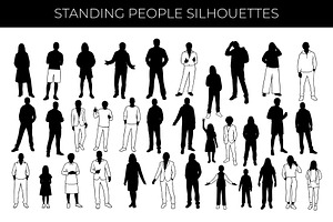 Standing People Silhouette Set, a Person Illustration by nandinigraphics