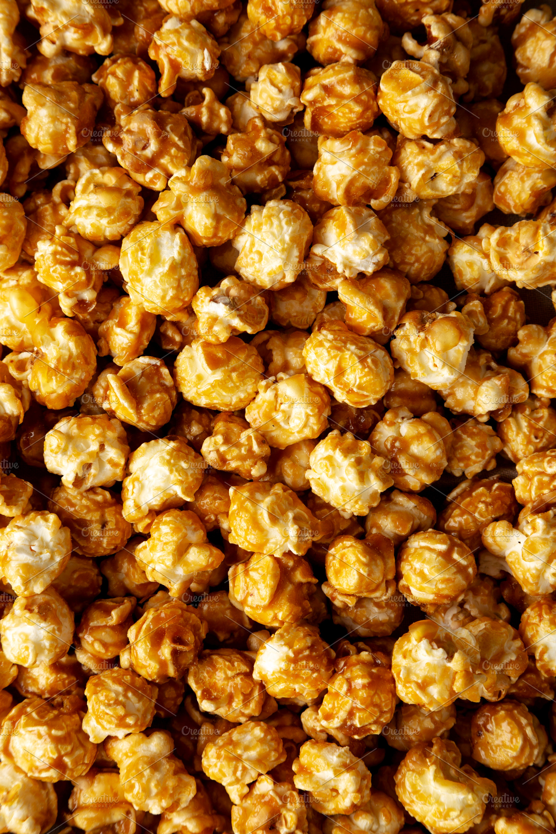 Homemade Caramel Pop Corn, top view., a Food & Drink Photo by LiudmylaChuhunova