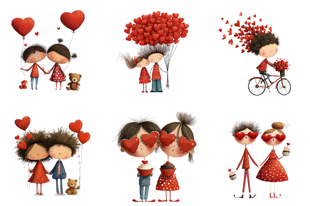 Quirky Valentine Clipart, an Illustration by CreationArt (Photo 3 of 7)