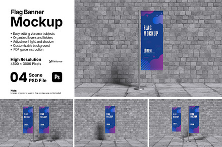 Flag Banner Mockup Bundle Set