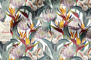 Tropical flowers vector seamless set, a Pattern Graphic by PatternsBlooming (Thumbnail 6 of 8)