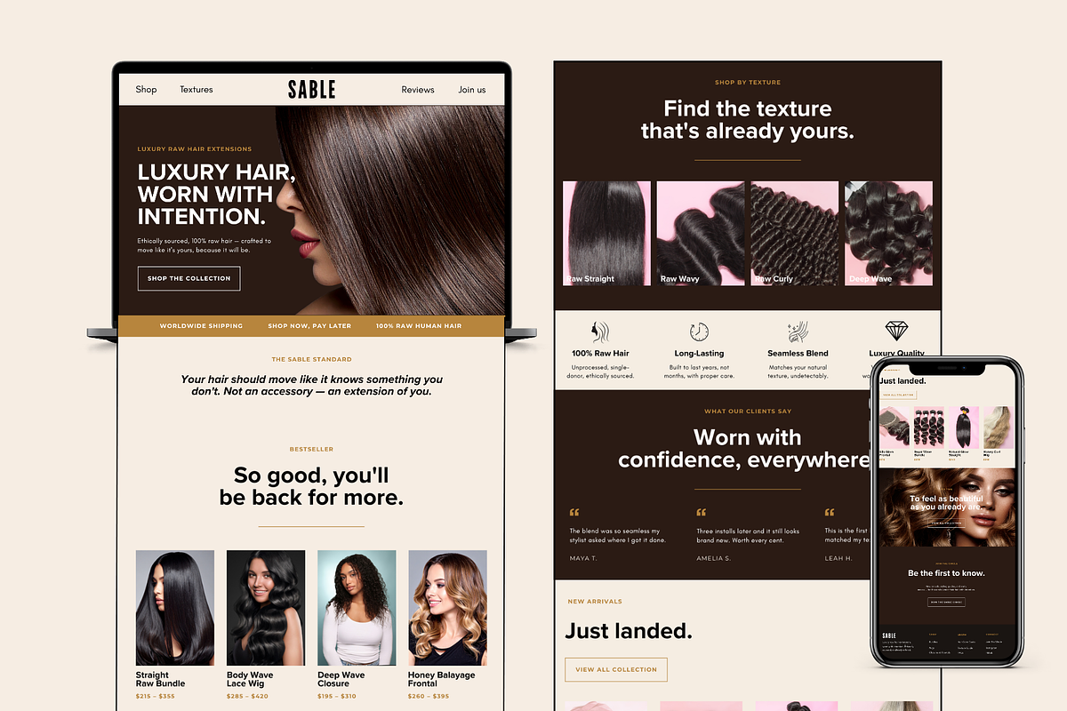Hair Extensions Website Template, a Landing Page Template by wekreatif (Photo 2 of 5)