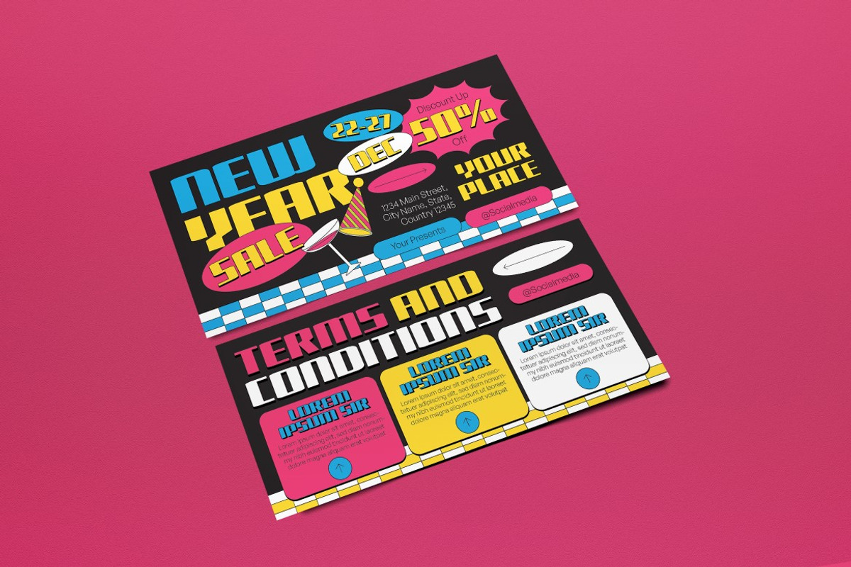 Black Yellow New Years Sale Voucher, a Card Template by graphicook (Photo 3 of 6)