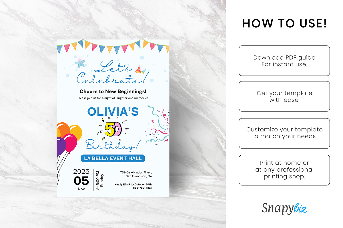 Let's Celebrate Invitation Template, an Invitation Template by Snapybiz (Photo 5 of 8)