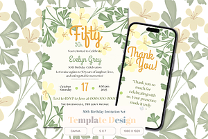 50th Birthday Canva Template, an Invitation Template by Little Creative Scribbles