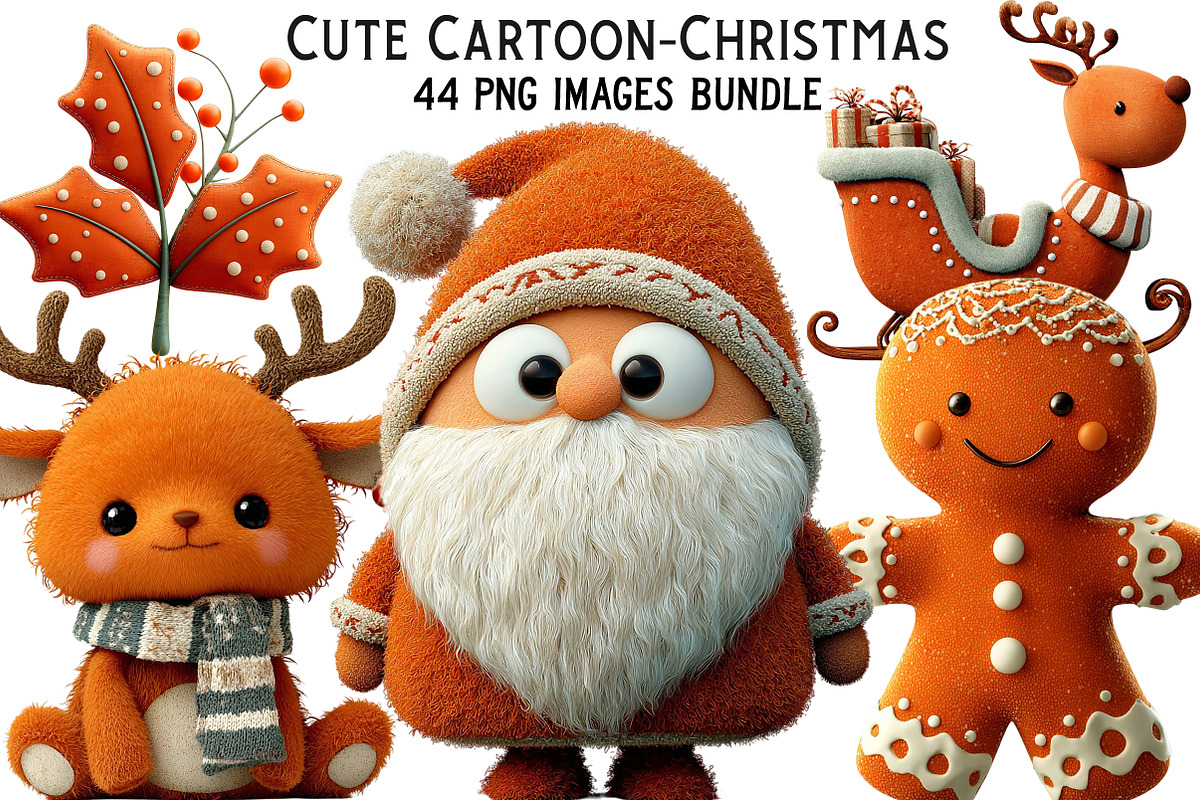 Cute Cartoon-Christmas Clipart, an Illustration by Craft Nest (Photo 1 of 10)
