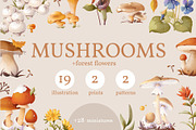 Mushrooms & flowers, a Texture Illustration by Izobova (Thumbnail 1 of 7)