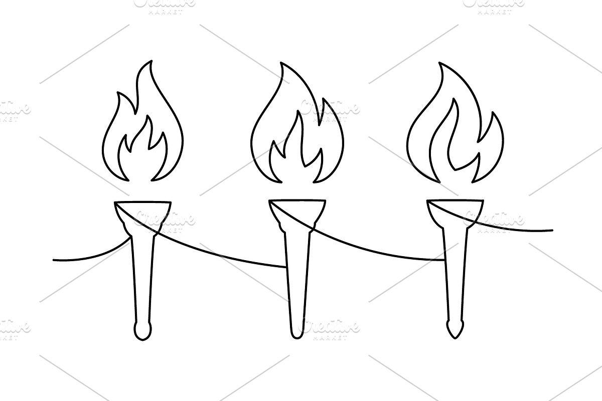 Three burning torches continuous, an Illustration by GraphiShop