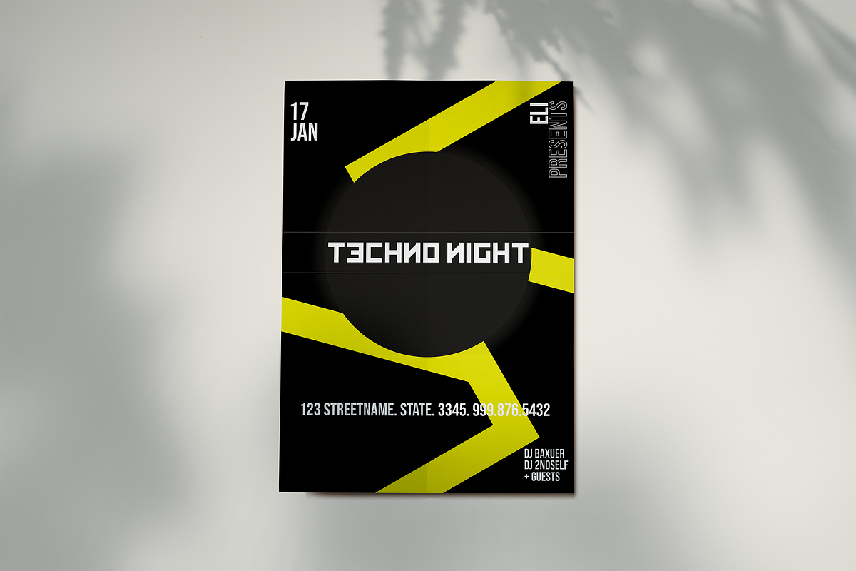Techno Night - Premium Flyer, a Flyer Template by BAUXERdesigns
