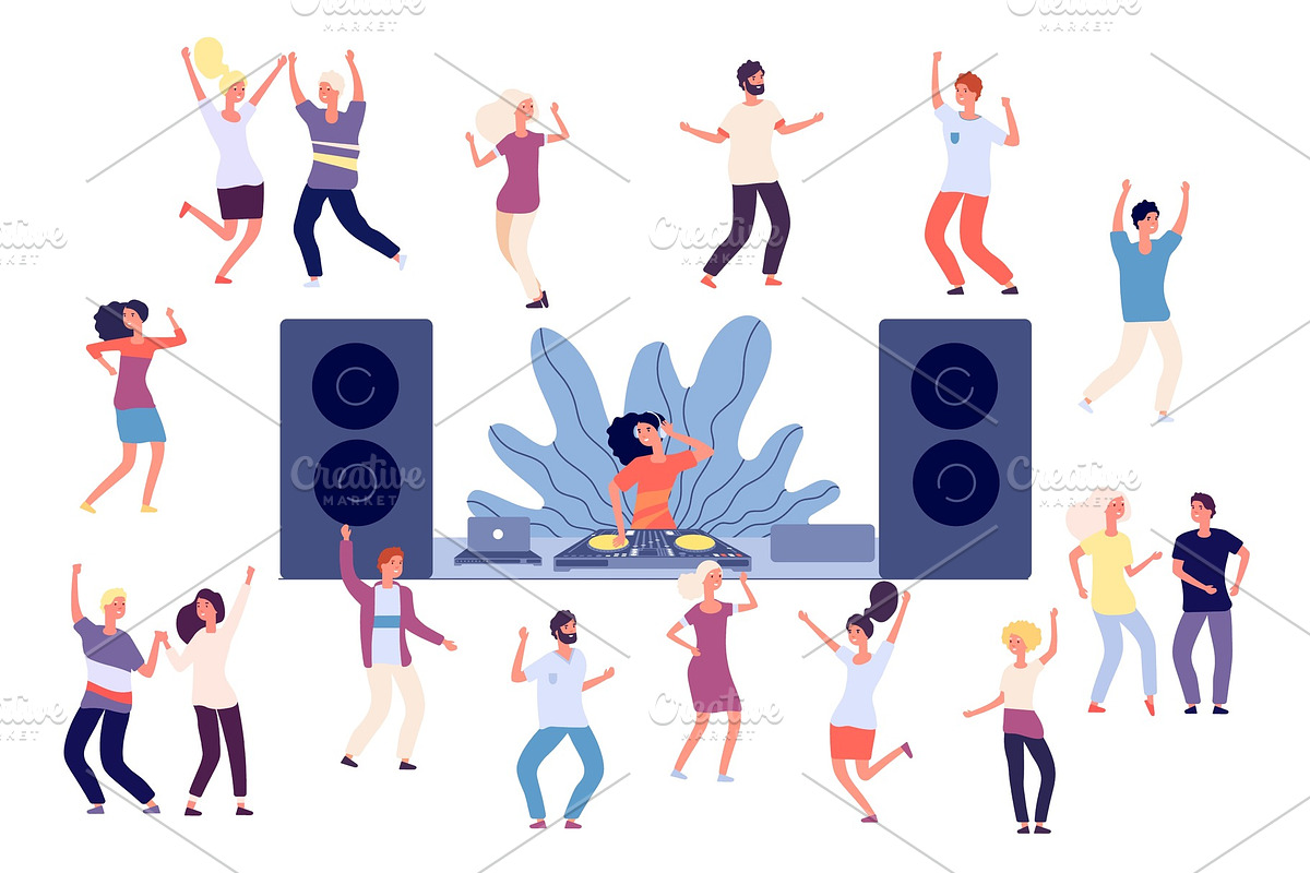 Dancing people. DJ disco party, a Background Graphic by Valerie Bodnar
