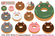 Cat Donuts Digital Clipart, an Object Illustration by Cozy Cat Design (Thumbnail 1 of 3)