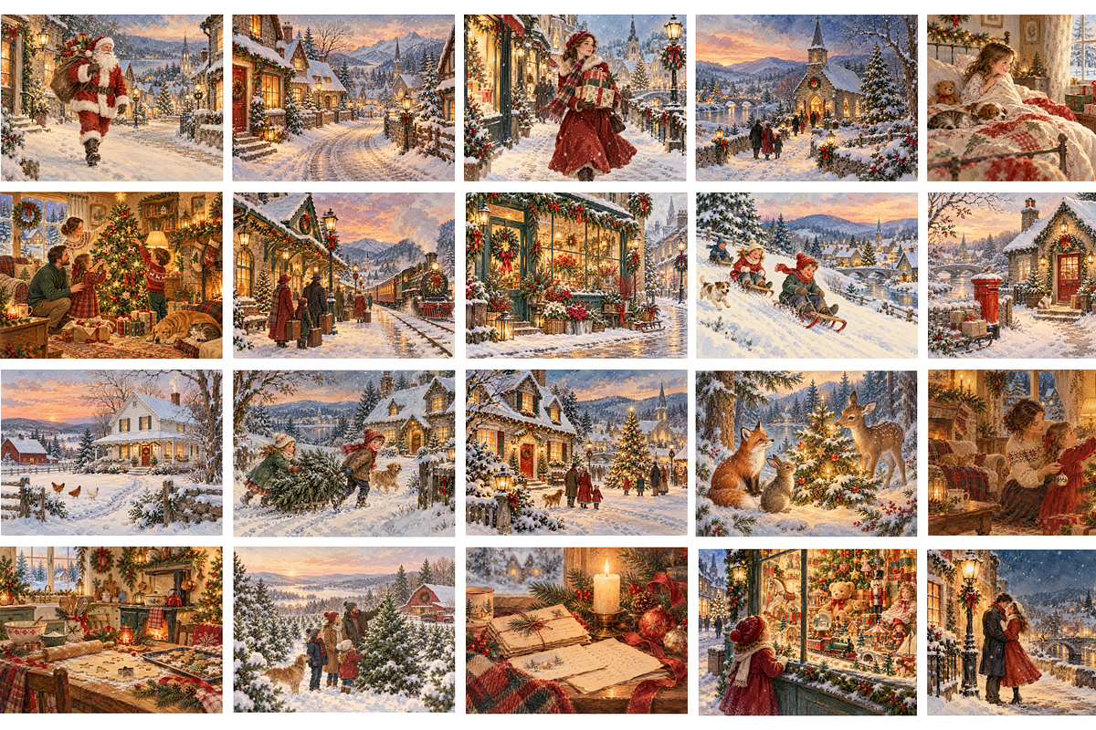 Illustrated Christmas Postcards, a Seasonal Illustration by MarisoArt (Photo 4 of 7)