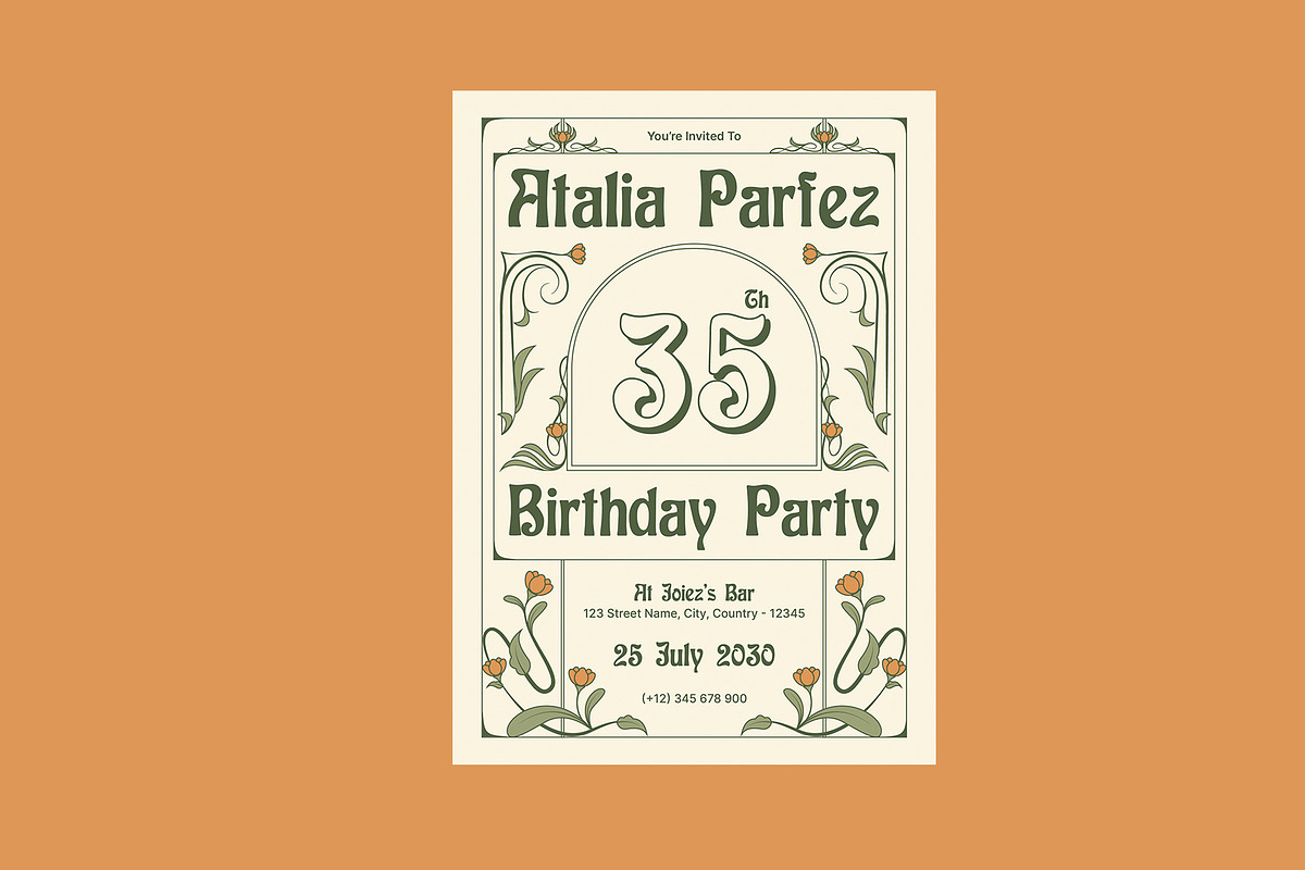 Birthday Party Invitation Elegant, a Card Template by Neermana (Photo 2 of 4)