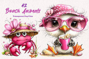 Beach Animals Clipart PNG, an Illustration by CreationArt