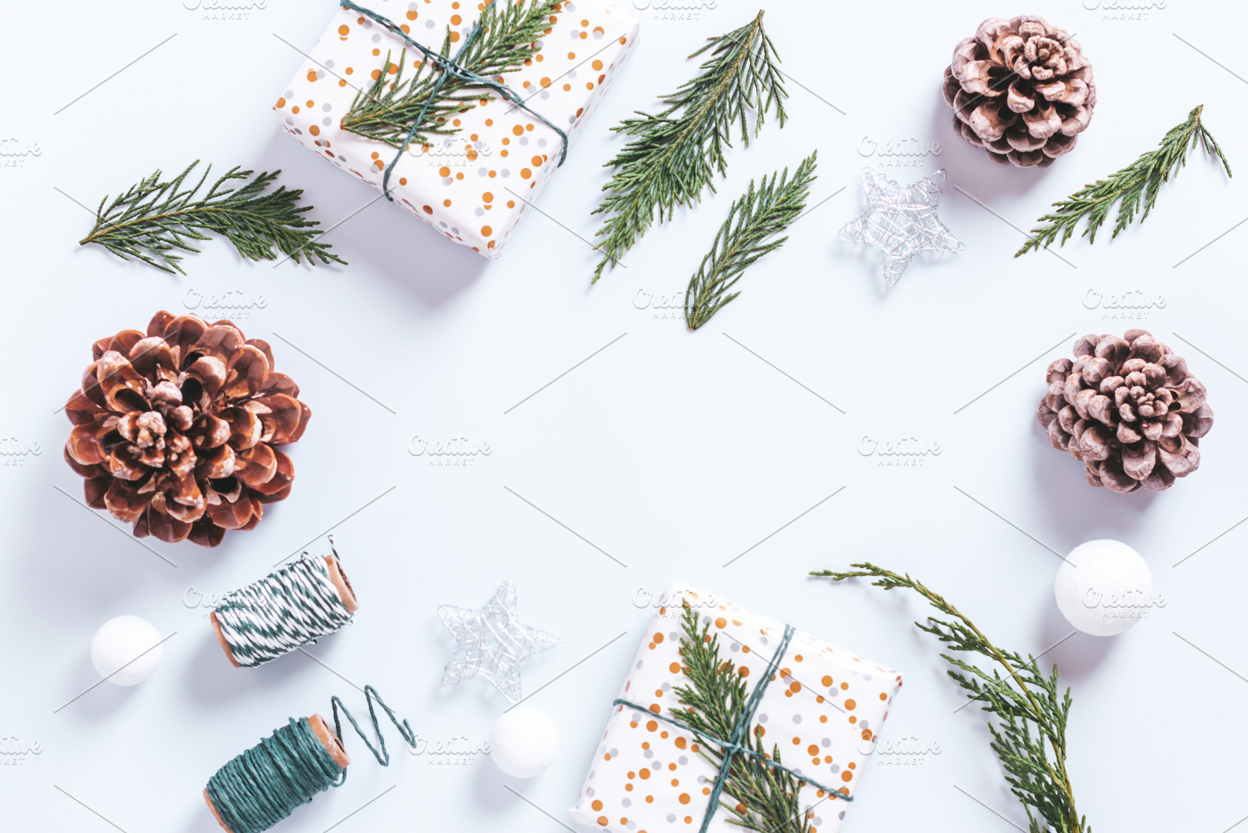 Stylish white and green Christmas, a Holiday Photo by Maria Shipakina