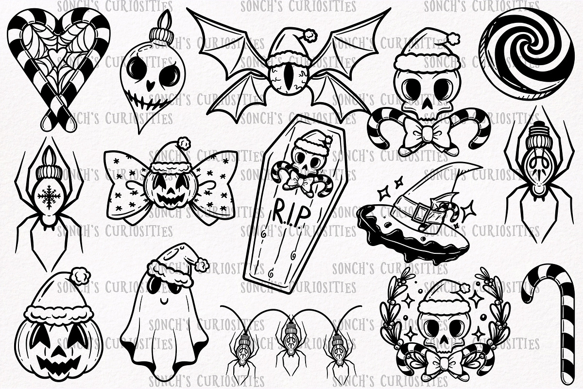 Spooky Christmas - festive PNG SVG, a Seasonal Illustration by Sonch' s Curiosities (Photo 2 of 3)