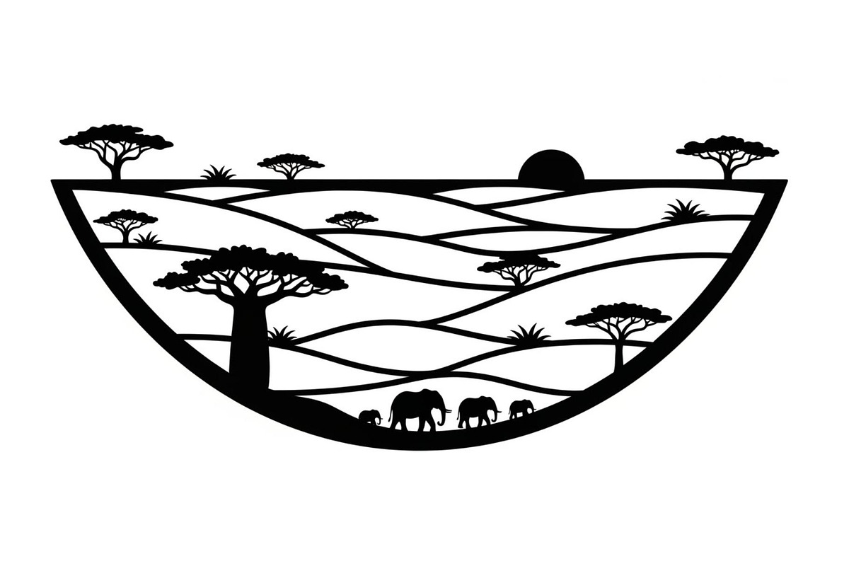 Abstract Savanna Scenery Silhouette, a Graphic by Artivon (Photo 12 of 13)