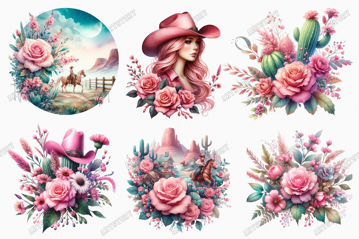 Watercolor Pink Western Cowgirl Bund, a Graphic by designcity5 (Photo 3 of 4)