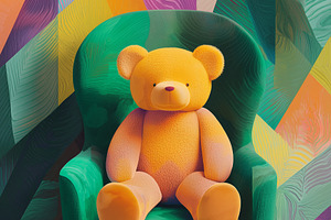 A soft yellow teddy bear is position, an Abstract Photo by Imaginarium