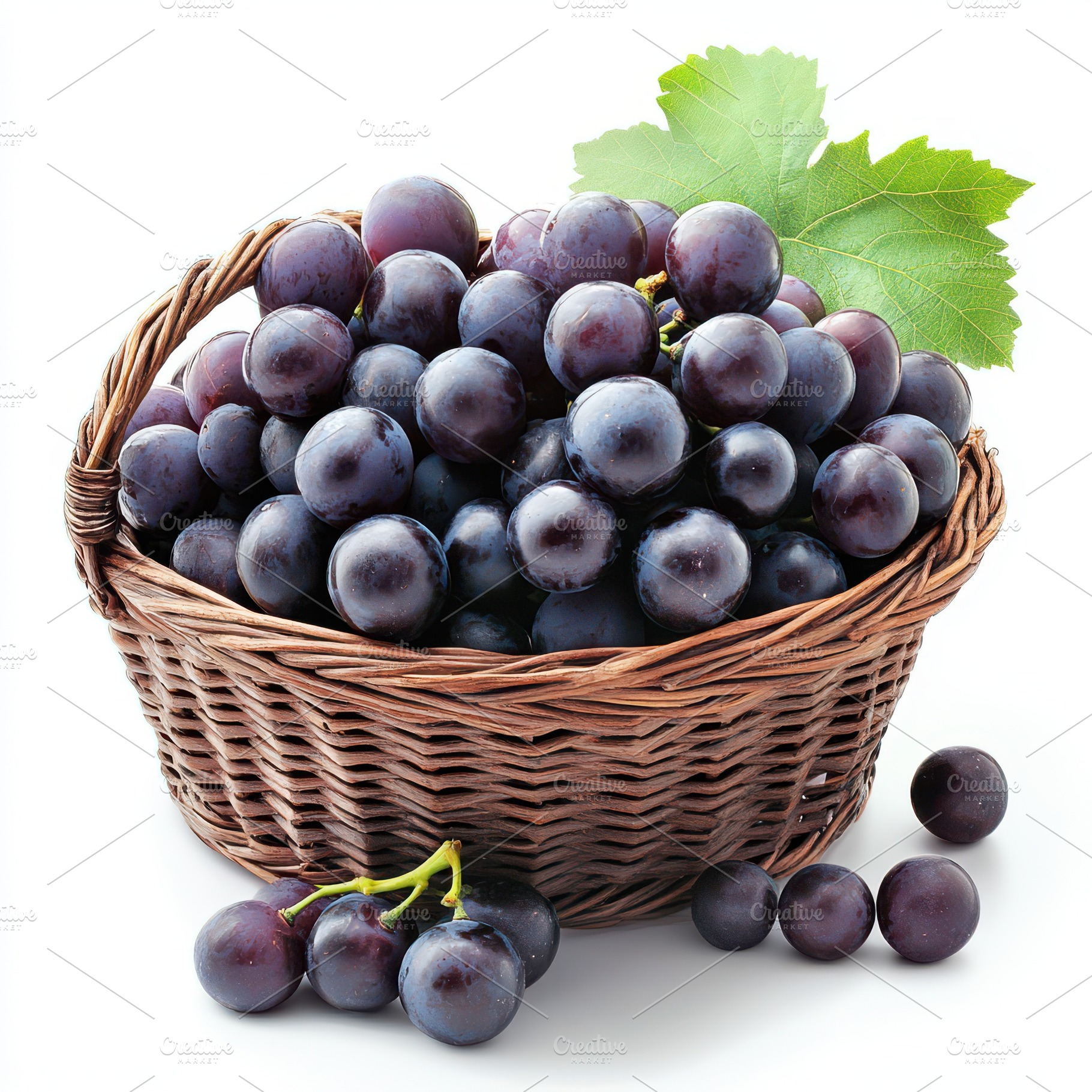 Fresh black Grapes in basket, Organi, a Food & Drink Photo by Pixeness Studio