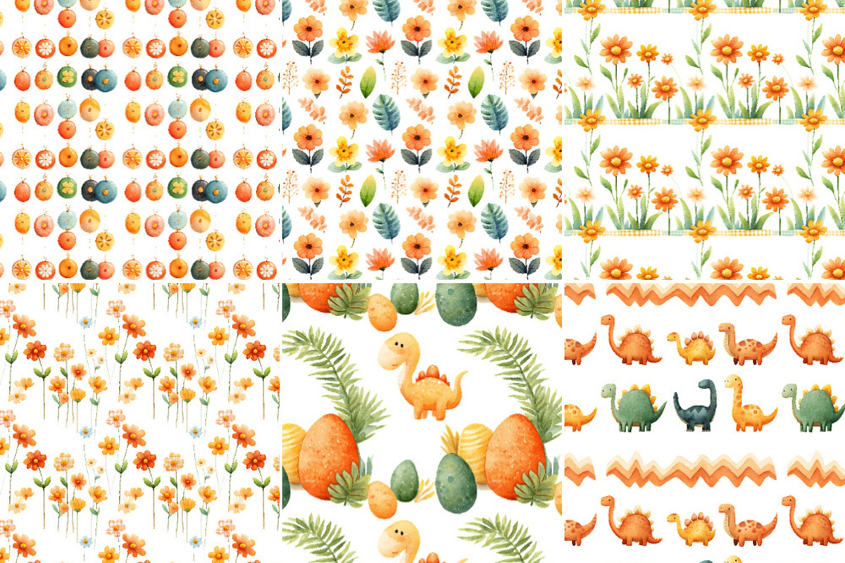 Cute Dinosaur Clipart + Patterns, an Animal Illustration by Nicole Branger Art (Photo 12 of 27)