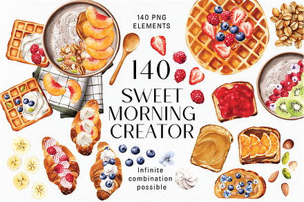 Watercolor Morning Breakfast, a Food Illustration by StudioBleu
