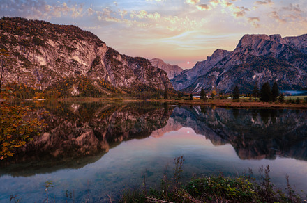 Autumn evening Alps mountain lake with clear transparent water a, a Nature Photo by YuriyB