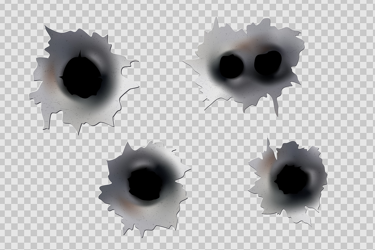 Bullet holes of gun or pisto in real, an Illustration by Astarte_design (Photo 2 of 2)