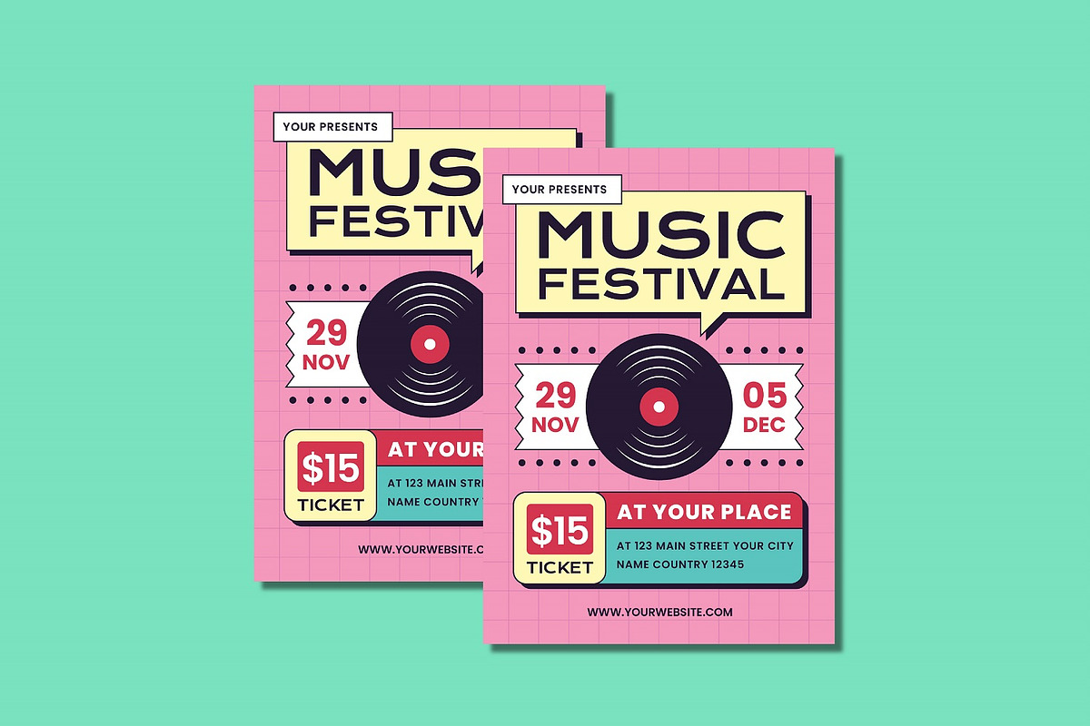 Music Festival Flyer Set, a Flyer Template by Patria Ari (P4tcreativa) (Photo 2 of 4)