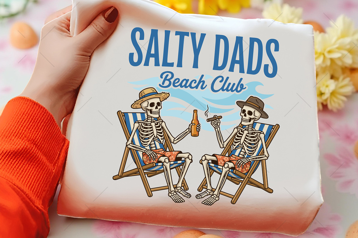 Funny Skeleton Salty Dads Beach Club, an Illustration by OK Design (Photo 3 of 5)