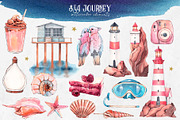 Sea journey. Summer watercolor set, an Object Illustration by VerAna (Thumbnail 5 of 19)