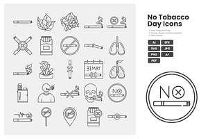 No Tobacco Day Icon Pack, an Outline Icon by erifqizeicon