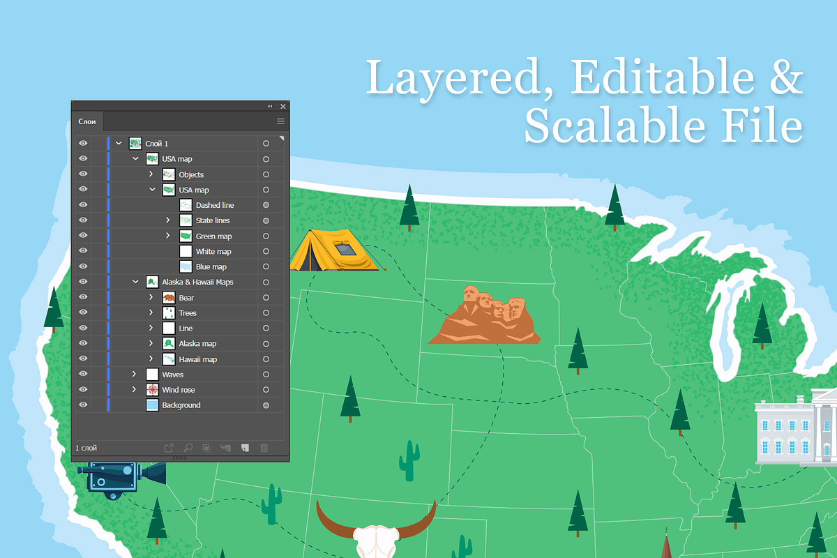 United States Vector Map – Editable, an Object Graphic by GraphicCo (Photo 4 of 5)