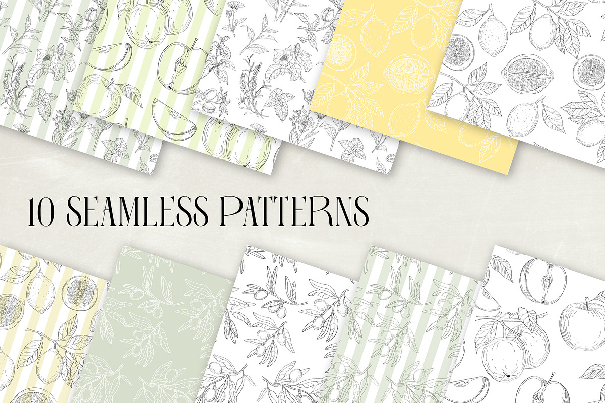 Herbs & Fruits hand drawn collection, an Object Illustration by Garden in frame (Photo 9 of 9)