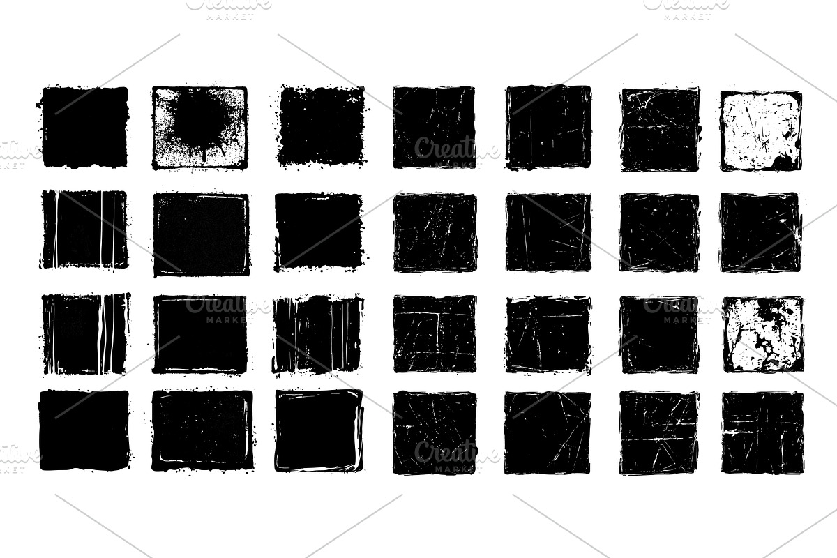 Grunge squares black ink vector set, a Texture Illustration by Onyx