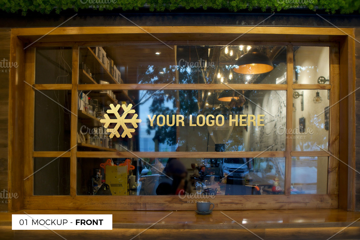 3 Cafe Glass Sticker Decals Mockup, a Product Mockup by MockUpgrade (Photo 3 of 7)