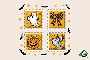 Halloween Postage Stamp PNG, an Illustration by Craft Nest