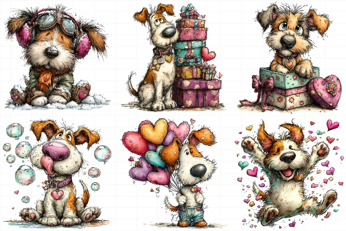 Whimsical Valentine Dog Clipart, an Illustration by Daily.Designs (Photo 4 of 7)