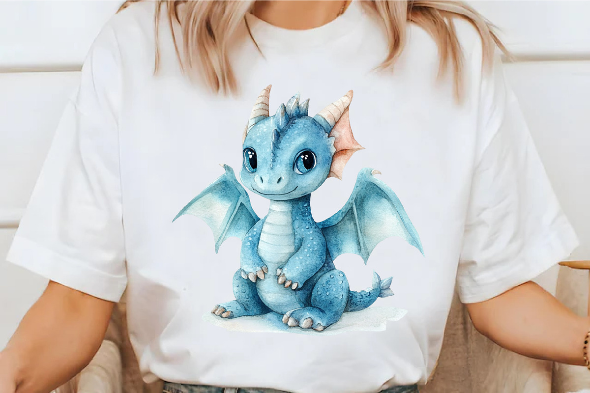 Watercolor cute baby Dragon Clipart, an Illustration by designcity5 (Photo 3 of 5)